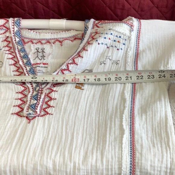 Johnny Was ,White Gauze Cotton Tunic,Sz L - Picture 6 of 10